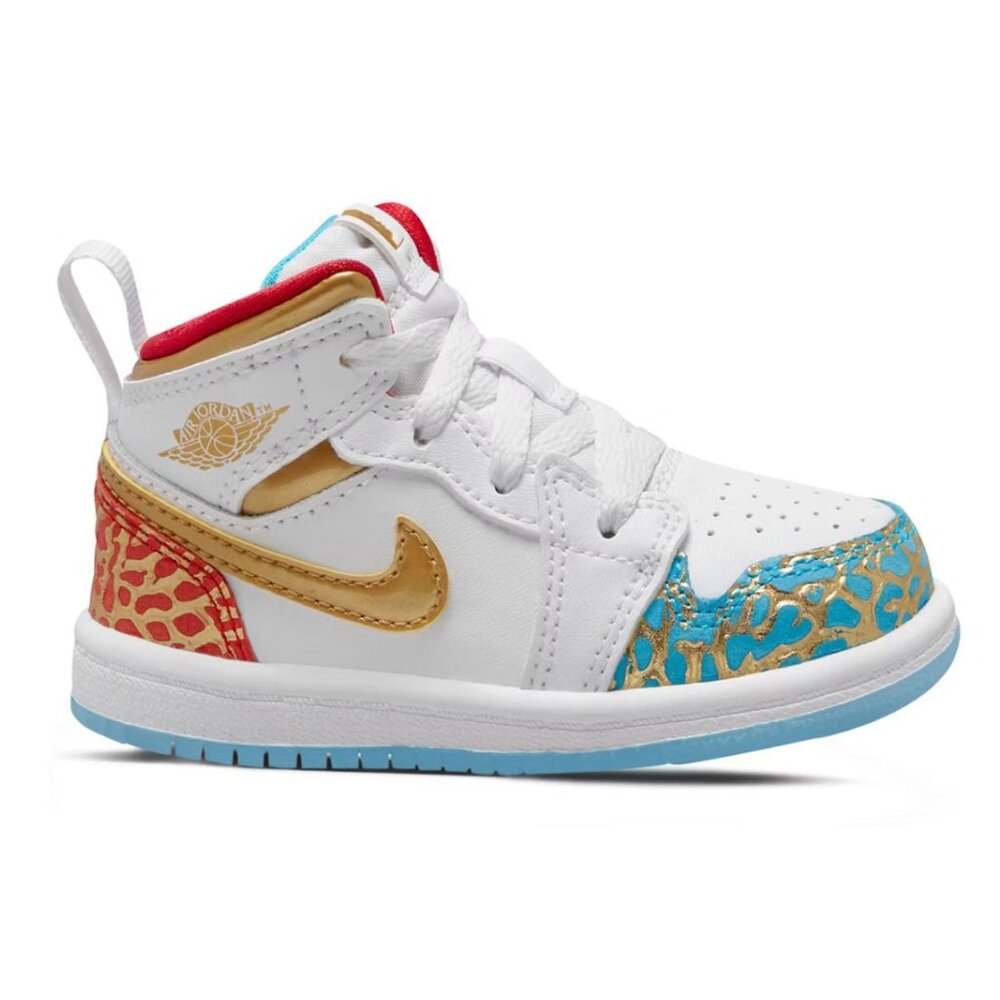 NIKE Air Jordan 1 Mid White Red Teal Gold - NC to CHI TD (RARE), KidsToddler 10C